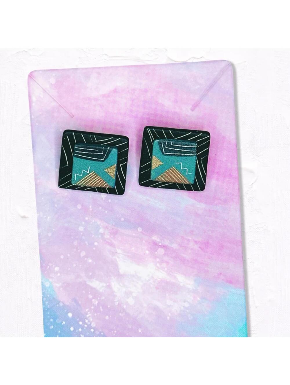 5646gc. Black Polymer Clay Earrings